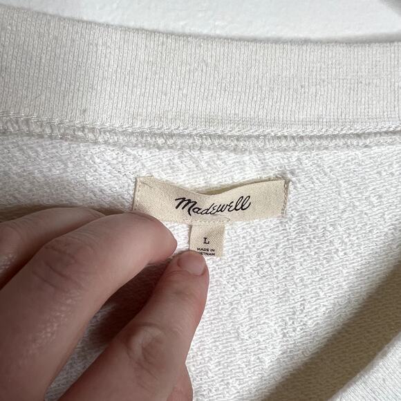 Madewell White V Neck Sweatshirt - Picture 3 of 5